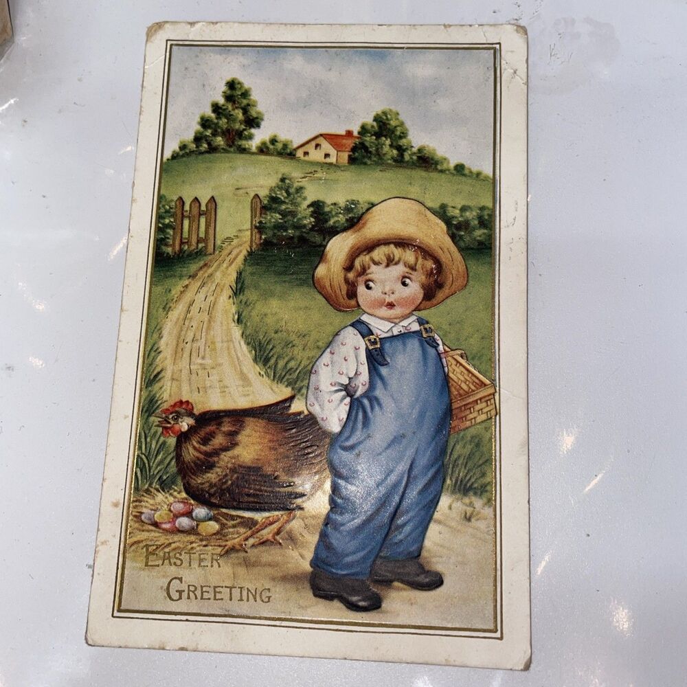 1910 Vintage Easter Embossed Postcard